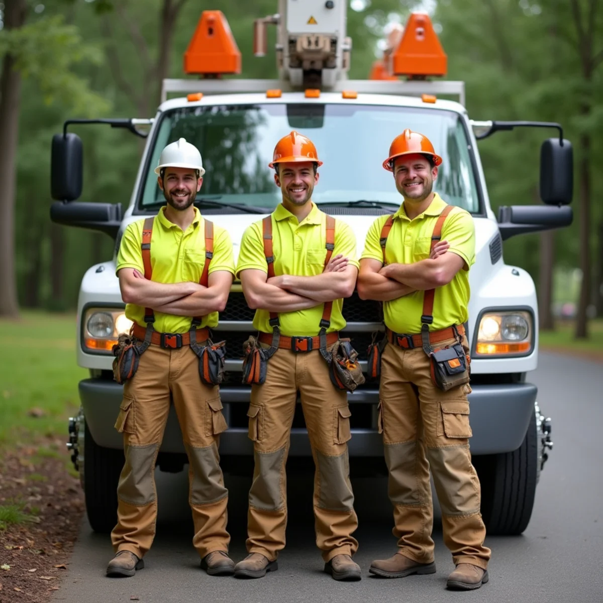 Cabarrus Tree Crew professional team of arborists with safety gear in Concord NC