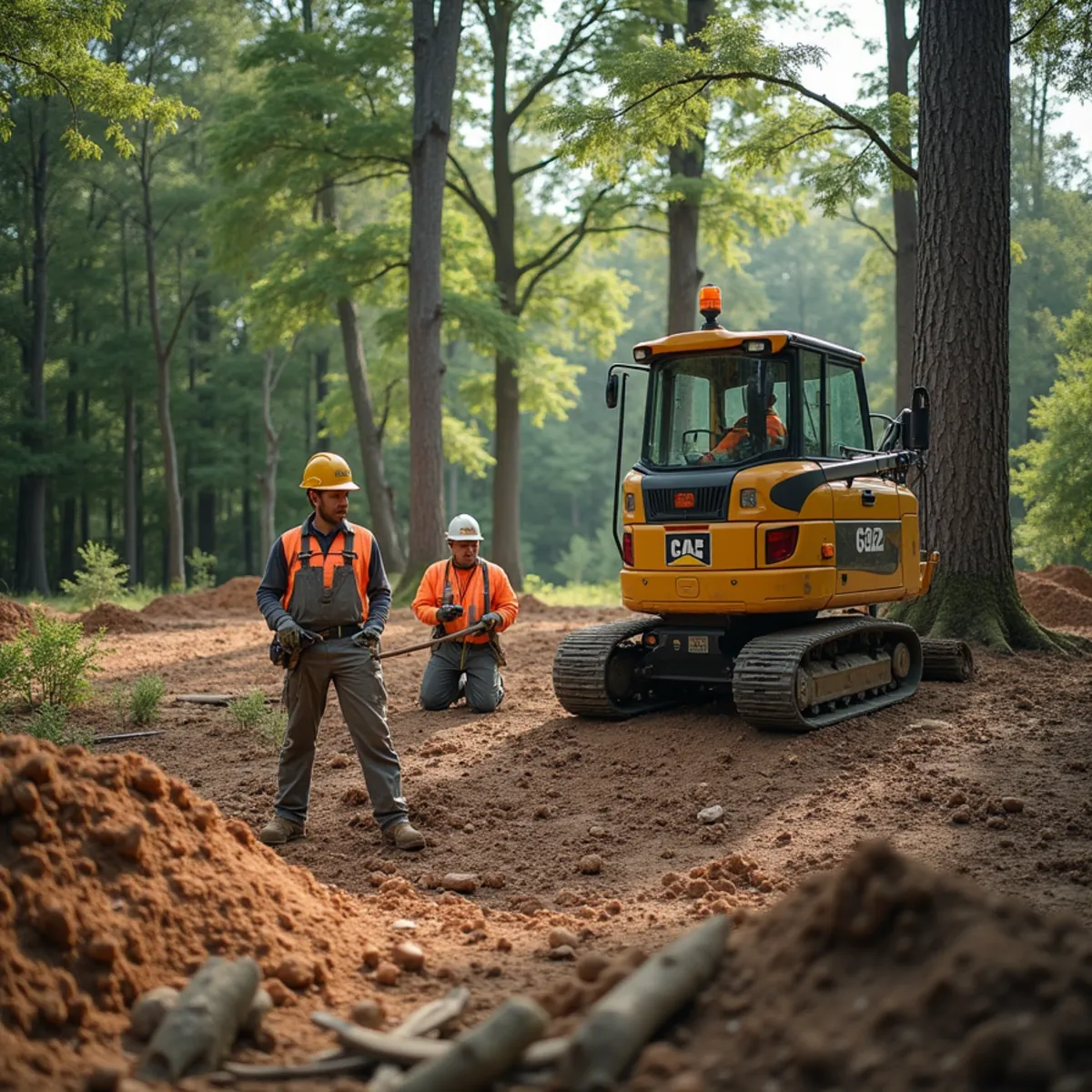 Selective lot clearing preserving mature hardwoods on Cabarrus County home site