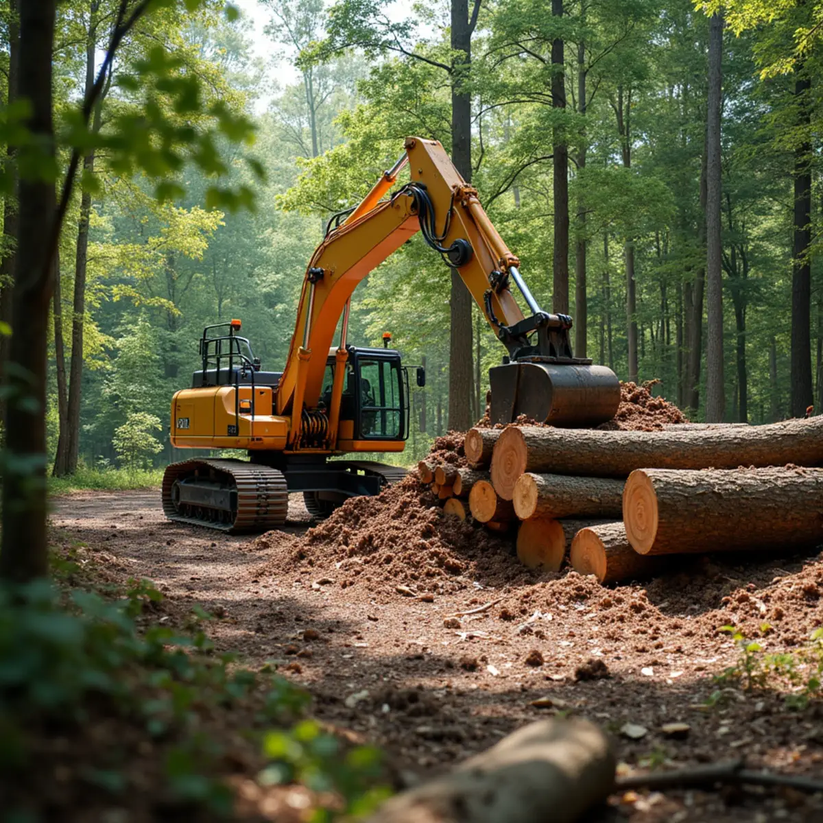 Multi-tree clearing on spacious wooded acreage in southern Cabarrus County near Midland
